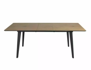 MASA DINING EXTENSIBILA RENE, 160/200 CM, STEJAR/NEGRU MAT, BLAT DIN MDF SI PICIOARE DIN METAL, STIL MODERN - Img 3