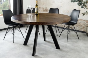 MASA DINING IRON CRAFT 120CM, ROTUNDA, DIN LEMN DE MANGO SI PICIOARE DE METAL, CULOARE TAUPE, ARTIM GROUP SELECTION - Img 2