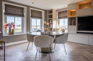 MASA DINING IRONVILLE, 140 CM, EFECT DE MARMURA NEAGRA/AURIU ANTICHIZAT, DIN MARMURA SI METAL, RICHMOND INTERIORS - Img 2