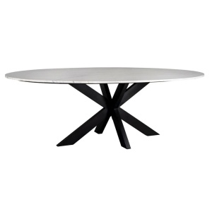 MASA DINING LEXINGTON, 230 CM, ALB CU EFECT DE MARMURA/NEGRU , DIN MARMURA SI METAL, RICHMOND INTERIORS