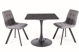 MASA DINING/LIVING ESPERO, 80X80 CM, EFECT DE MARMURA NEAGRA/NEGRU, BLAT DIN CERAMICA SI PICIOR DIN METAL, STIL MODERN - Img 1
