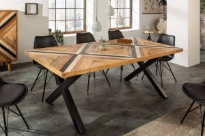 MASA DINING, LONG ISLAND 160CM, COD 40853, DIN LEMN DE MANGO SI METAL
