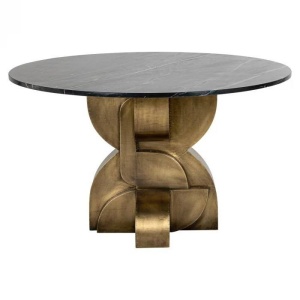 MASA DINING MADDOX, 130 CM, EFECT DE MARMURA NEAGRA/CUPRU, DIN MARMURA SI MDF, RICHMOND INTERIORS - Img 2
