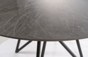 MASA DINING MURANO, 120 CM, EFECT DE MARMURA GRI/NEGRU MAT, BLAT DIN CERAMICA SI PICIOARE DIN METAL, STIL MODERN - Img 7