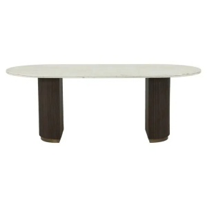 MASA DINING OVALA MAYFIELD, 210 CM, EFECT DE MARMURA ALBA/MARO, DIN MARMURA, LEMN SI METAL, RICHMOND INTERIORS