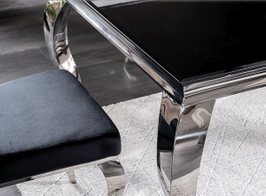 MASA DINING PRINCE, NEGRU/CROM, 150 CM, BLAT DIN STICLA SECURIZATA SI PICIOARE DIN METAL, STIL MODERN - Img 5