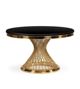 MASA DINING ROMANCE, NEGRU/AURIU, 130 CM, BLAT DIN CERAMICA SI PICIOR DIN METAL, STIL MODERN