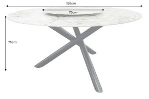 MASA DINING, SPIN 150CM, CU FARFURIE DETASABILA, METAL, STICLA/CERAMICA, MARMURA MULTICOLOR/ALBA, ARTIM GROUP SELECTION - Img 10