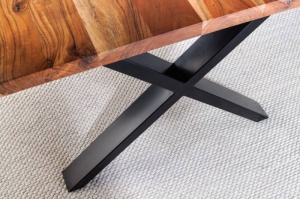 MASA DINNING, MAMMUT 160CM, COD 42973, DIN LEMN MASIV SI METAL, DESIGN INDUSTRIAL - Img 3