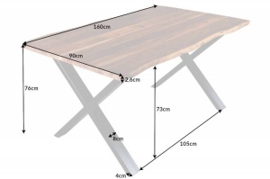 MASA DINNING, MAMMUT 160CM, COD 42973, DIN LEMN MASIV SI METAL, DESIGN INDUSTRIAL - Img 5