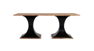 MASA ELEGANTA 200CM, NATUR/NEGRU, BLAT DIN LEMN DE SALCAM SI PICIOARE DE METAL