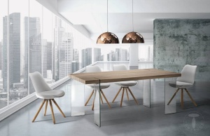 MASA ELEGANTA DE BIROU 180CM, WAVER, COD 3056, STIL MODERN, REALIZATA DIN STICLA SI MDF - Img 2