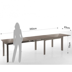 MASA EXTENSIBILA ELEGANTA 120/350CM, LONG, COD 3345, STIL MODERN, REALIZATA DIN METAL SI STICLA/MDF - Img 4