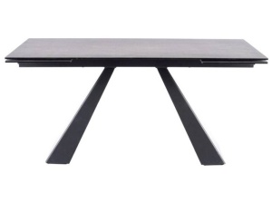 MASA EXTENSIBILA SALVADORE II, GRI/NEGRU MAT, 120/180 CM, DIN STICLA SECURIZATA, CERAMICA SPANIOLA SI METAL, STIL MODERN - Img 2