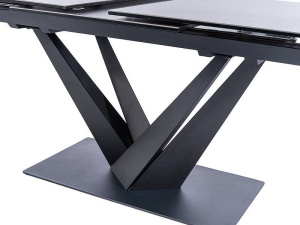 MASA EXTENSIBILA SORENTO, 160/220 CM, GRI/NEGRU MAT, BLAT DIN STICLA SECURIZATA, CERAMICA SI PICIOARE DIN METAL, STIL MODERN - Img 4