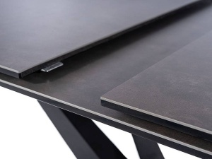 MASA EXTENSIBILA SORENTO, 160/220 CM, GRI/NEGRU MAT, BLAT DIN STICLA SECURIZATA, CERAMICA SI PICIOARE DIN METAL, STIL MODERN - Img 8