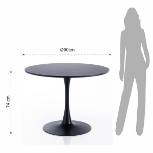 MASA LIVING 90CM, KYOTO NEAGRA, DIN METAL SI MDF LACUIT, DESIGN MODERN - Img 5