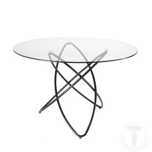 MASA ROTUNDA ELEGANTA 120CM, HULA HOOP, COD 2675, STIL MODERN, REALIZATA DIN METAL SI STICLA - Img 2