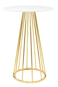 MASUTA DE BAR GLAM 60, AURIU/ALB MAT, CONFECTIONATA DIN MDF SI METAL, STIL MODERN - Img 2