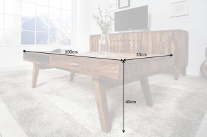 MASUTA DE CAFEA 100CM, RETRO, DIN LEMN MASIV SHEESHAM - Img 2