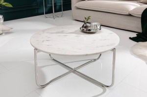 MASUTA DE CAFEA 62CM, ALB/ARGINTIU, NOBLE, MARMURA, DESIGN MODERN