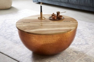 MASUTA DE CAFEA 70CM, ORIENT,COD 41454, METAL CULOAREA CUPRULUI, STIL MODERN - Img 2