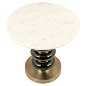 MASUTA DE CAFEA BOANN BLACK 46Ø, 825289, CONFECTIONATA DIN ALUMINIU, STICLA SI MARMURA DE BANSWARA, STIL MODERN - Img 2