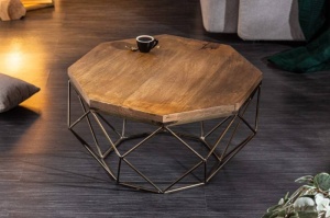 MASUTA DE CAFEA, DIAMOND 69CM, DIN LEMN MASIV, DESIGN INDUSTRIAL