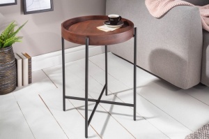 MASUTA DE CAFEA, ELEMENTS 43CM DIN METAL SI BLAT DIN FURNIR LEMN STEJAR, COD 39713