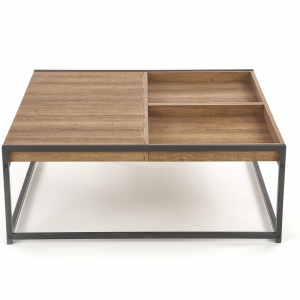 MASUTA DE CAFEA FREGATA, CU SPATIU DE DEPOZITARE, NUC/NEGRU, DIN MDF FURNIRUIT SI METAL, STIL MODERN, HALMAR - Img 3