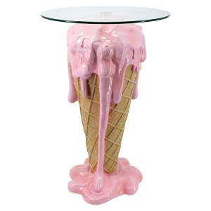 MASUTA DE CAFEA ICE PINK 48Ø, 825212, CONFECTIONATA DIN POLIRASINA SI STICLA, STIL MODERN