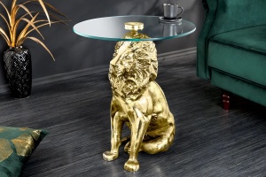 MASUTA DE CAFEA, LION, 60CM, BLAT DIN STICLA SI METAL, AURIU, ARTIM GROUP SELECTION