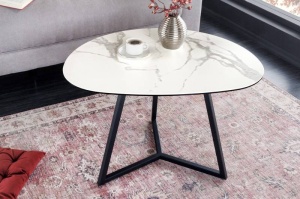 MASUTA DE CAFEA, MARVELOUS 70CM, METAL, STICLA SI CERAMICA, ASPECT MARMURA