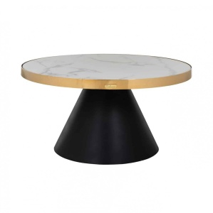 MASUTA DE CAFEA ODIN, 80 CM, EFECT DE MARMURA ALBA/AURIU/NEGRU, DIN MARMURA ARTIFICIALA SI METAL, RICHMOND INTERIORS
