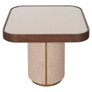 MASUTA DE CAFEA WILLOX, 214290, CONFECTIONATA DIN LEMN MASIV DE STEJAR, PAL, TEXTIL, METAL SI STICLA, MARO SI BEJ, STIL MODERN - Img 2