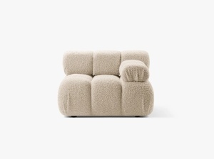 MODUL CANAPEA BELLIS, PE DREAPTA, BEJ DESCHIS, CU TAPITERIE DIN TEXTIL BOUCLE ROLF, MICADONI