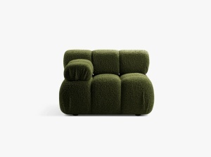 MODUL CANAPEA BELLIS, PE STANGA, VERDE, CU TAPITERIE DIN TEXTIL BOUCLE ROLF, MICADONI