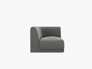 MODUL CANAPEA MILEY, GRI DESCHIS, CU TAPITERIE DIN CATIFEA BLUVEL, MICADONI