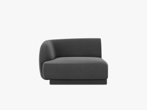 MODUL CANAPEA MILEY, PE STANGA, GRI, CU TAPITERIE DIN CATIFEA BLUVEL, MICADONI