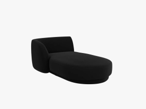 MODUL SEZLONG MILEY, PE DREAPTA, NEGRU, CU TAPITERIE DIN CATIFEA BLUVEL, MICADONI
