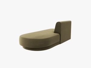 MODUL SEZLONG MILEY, PE DREAPTA, VERDE, CU TAPITERIE DIN CATIFEA BLUVEL, MICADONI