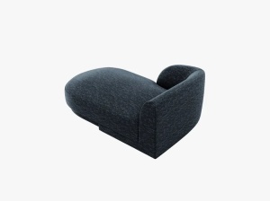 MODUL SEZLONG MILEY, PE STANGA, ALBASTRU, CU TAPITERIE DIN TEXTIL CHENILLE HAGA, MICADONI - Img 3