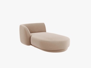MODUL SEZLONG MILEY, PE STANGA, CAPPUCCINO, CU TAPITERIE DIN CATIFEA BLUVEL, MICADONI