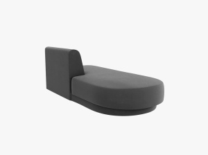 MODUL SEZLONG MILEY, PE STANGA, GRI, CU TAPITERIE DIN CATIFEA BLUVEL, MICADONI