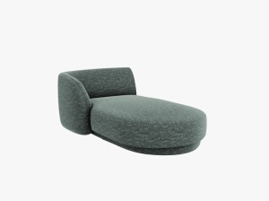 MODUL SEZLONG MILEY, PE STANGA, VERDE BENZINA, CU TAPITERIE DIN TEXTIL CHENILLE HAGA, MICADONI - Img 2
