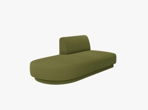 MODUL SEZLONG MILEY, PE STANGA, VERDE MASLINIU INCHIS, CU TAPITERIE DIN TEXTIL BOUCLE BALOO, MICADONI