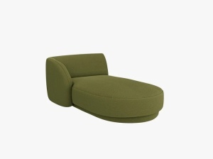 MODUL SEZLONG MILEY, PE STANGA, VERDE MASLINIU INCHIS, CU TAPITERIE DIN TEXTIL BOUCLE BALOO, MICADONI - Img 2