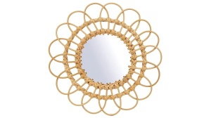 OGLINDA BAIE REA BOHO 223K17, 34CM, NATURAL, DIN STICLA SI LEMN, CALITATE SUPERIOARA