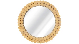 OGLINDA BAIE REA BOHO KLNA-MR01, 36CM, NATURAL, DIN STICLA SI LEMN, CALITATE SUPERIOARA