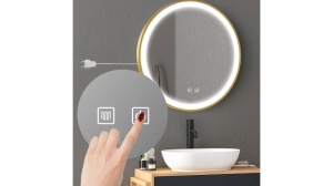 OGLINDA BAIE REA MMJ, CU LED, 50CM, AURIU, DIN STICLA, CALITATE SUPERIOARA - Img 3